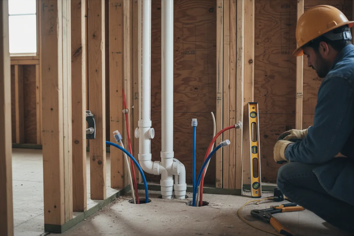 Drain and supply rough-in during Toilet Repair and Installation in East Providence