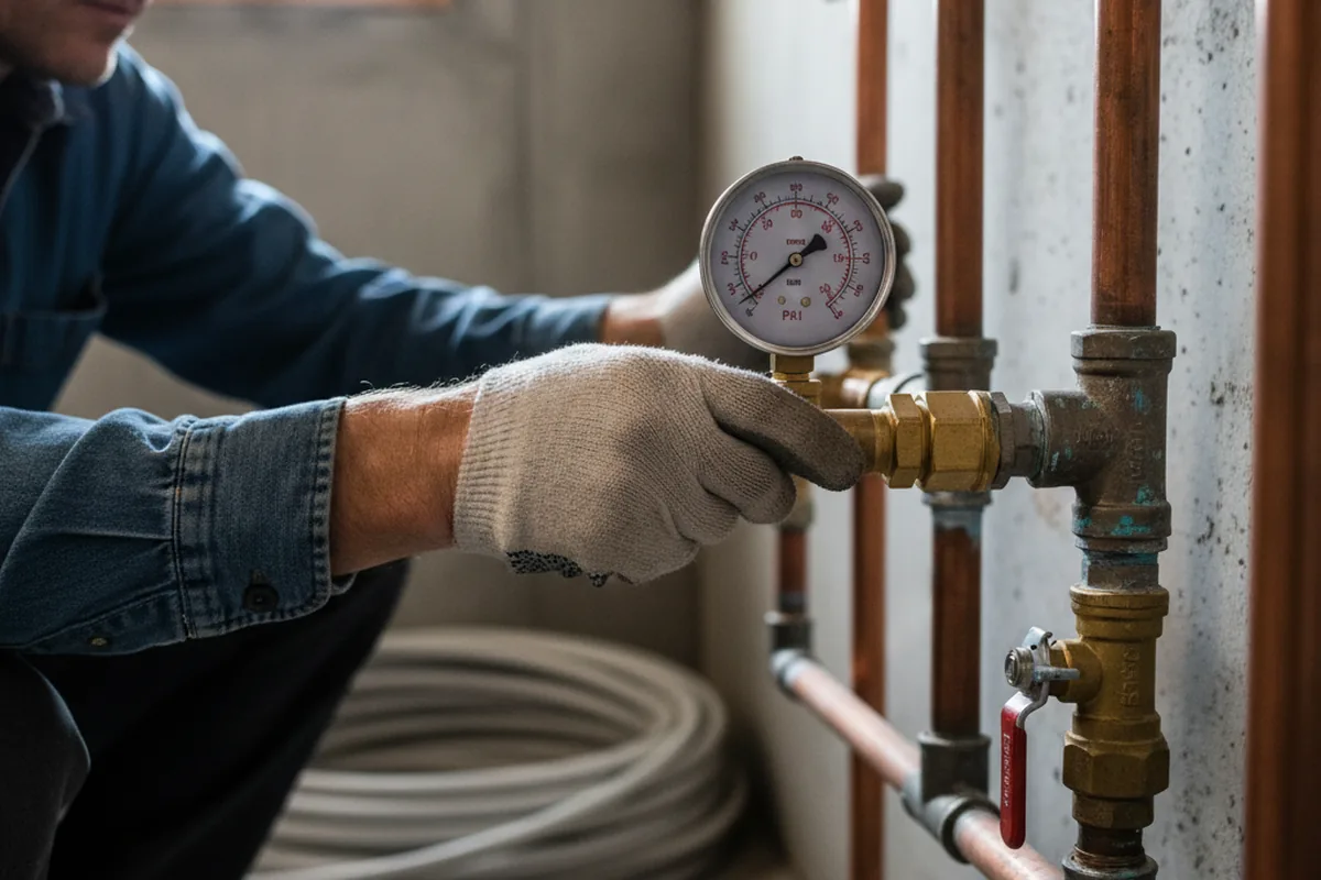 Pressure testing a repaired line during Water Line Repair in East Providence